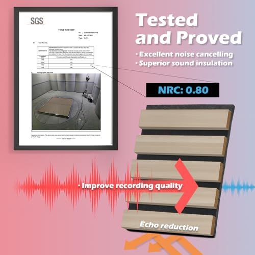 Image of Art3d 108 x 12 Inch 3D Fluted Soundproof Wood Slat Wall Panel, 2-Pack, Oak