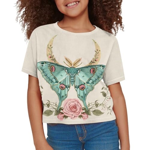 Image of Kids Crop Top Short Sleeve T-Shirts for Girls Size 5-14