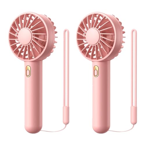 Reapyyt Mini Ventilador PortáTil de 2 Piezas, Ventilador Mano Recargable por USB, Ventilador Escritorio PequeñO Personal de 3 Velocidades para Mujeres Que Viajan Interiores y Exteriores