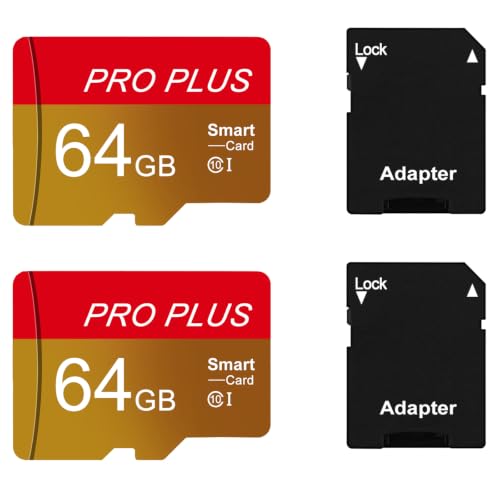 Micro SD Card 64GB 2 Pack, Ultra Mini Class 10 U1 Carte Microsd Cards Extend Capacity High Speed 64 GB Memory TF Card for Camera, Dash Cam, Smartphone