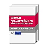 Magstick Plaques en polystyrène I Set de 6 feuilles PS blanches A4 21 x 29,7 cm x 1 mm I Plastique rigide et thermoformable I Pour modélisme architecture bricolage DIY I mag261