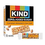 KIND ZERO Added Sugar Bars, Caramel Almond & Sea Salt, Keto Friendly Snacks, Gluten Free, 5g Protein, 5 Count