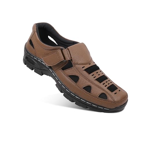 Image of Men's Faux Leather Sandals - Breathable, Lightweight, and Stylish Sandals for Casual Outings and Everyday Comfort