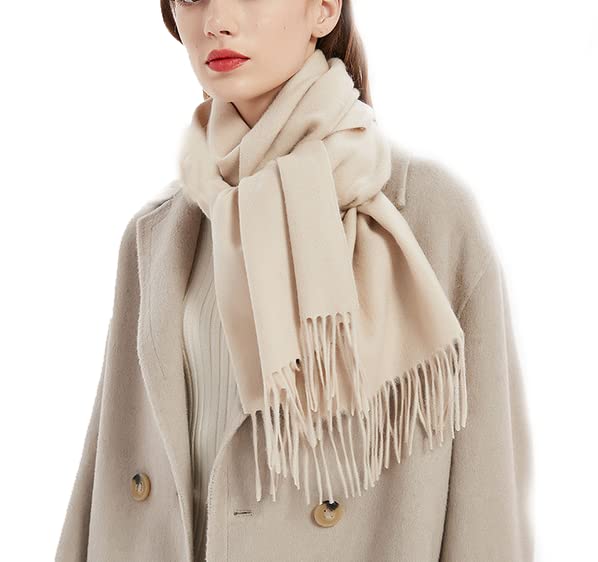 Wool Scarf, 100% Pure wool，Women's Solid Color Fringed Wool Scarf2