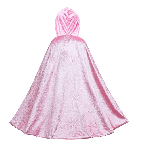 Luzlen Fur Princess Hooded Cape Cloaks Costume Birthday Halloween Cosplay For Girl Pink,M #TOP2