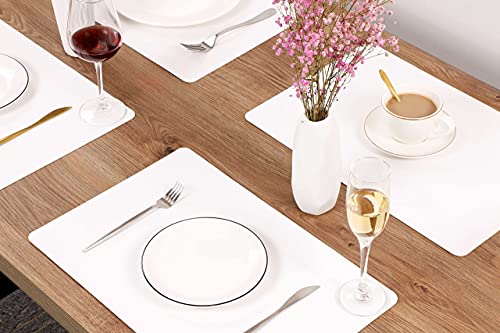 Wipeable Placemats Leather Table Mats Waterproof Heat-Resistant Easy To Clean For Dining Table Set Kitchen Table (6, White) #TOP1