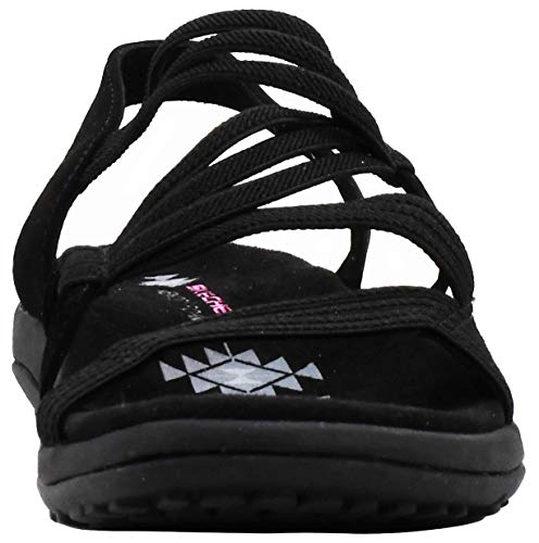 Skechers Women's Reggae Slim-Stretch Appeal-Z-Gore Slingback Sandal, Black/Black, 6 M US