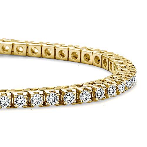 2.50 3 4 5 6 6.50 8 9 11 12 Carat Real I2-I3 White Diamond 4 Prong Solitaire 7 Inch Women Tennis Bracelet 14K White Yellow Gold #TOP3