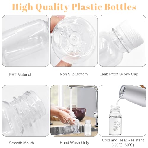Miniatura 4 de Qhsxmq 15 Pieza Botella De Zumo 100 Ml, Botellas De Jugo De Plástico Con Tapa Blanca,Tarros De Plastico Con Pegatina, Mini Botellas Para Frigorífico, Almacenar Zumo, Bebidas, Agua