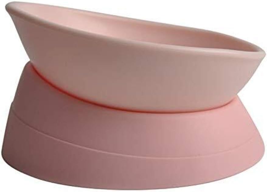 任意の角度猫の顔フラット猫ペットボウルでペットの犬ボウル猫ななめスキッドペットボウル (Color : Pink)