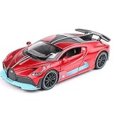 1:32 Bugatti Divo zinc Alloy Pull Back Car Diecast Electronic Toys with Lights and Music,Decorative,Mini Vehicles Toys for Kids,Boyfriend,Young Peoples Gift(RED)