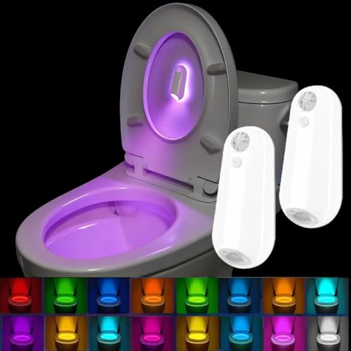 Jaypurling 2 Pack Toilet Night Light Motion Sensor Activated, Rechargeable RGB Toilet Bowl Light...