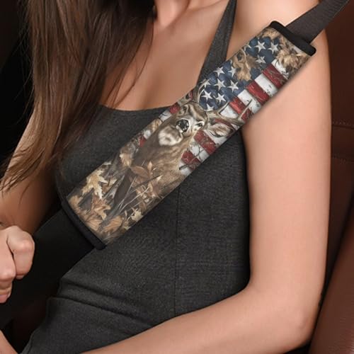 Image of AFPANQZ American Deer Branch Car Seat Belt Pads Cover Universal Fit Vehicle Seat Belt Comfort Shoulder Pads for Adults Children Seat Cushion Shoulder Straps Cushion for Bags