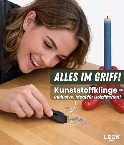 LEÓN Goods - Professioneller Ceranfeldschaber der Kochfeldschaber für deine Ceranfeld Kochfelder - Inkl. Carbon-Stahl & Kunststoffklinge! Schaber für Ceranfeld und Glaskeramik Schaber (schwarz)
