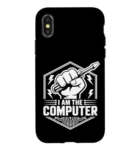AM THE COMPUTER Tech ���J�j�b�N�h���C�o�[ �� �K�C �X�}�z�P�[�X iPhone X/XS �p