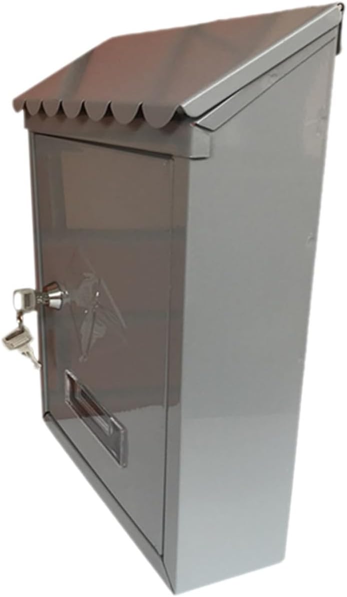 Vintage Locking Letter Box Tinplate Mailbox with Rainproof Design for Wall-Mount Outdoor Use European Style Porch Mail Holder for Home Garden and Office