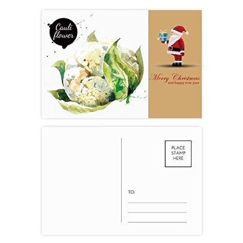 Cartes postales chou-fleur aquarelle saine pour envoyer de l'amour à Noël