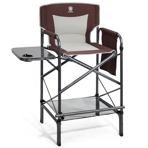 EVER ADVANCED 30.7" Seat Height Directors Chair for Makeup Artist with Side Table Easy Get in Out for Elderly Tall Camping Chair Supports 350lbs Red