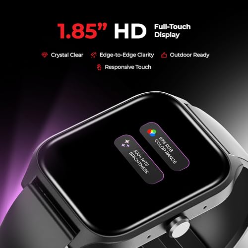Image of Nervfit Pulse Smartwatch with 1.83 inch TrueColor+ HD Display | Bluetooth Calling | Waterproof | Heart Rate & SpO2 Tracking | Sleep & Stress Monitor | 5-Day Battery | Sports Modes (Pulse Black)