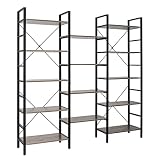 SLNFXC 3 Tier Wide 5 Tier Bookshelf Antique Industrial Style Bookshelf Wood and Metal Bookcase Furni