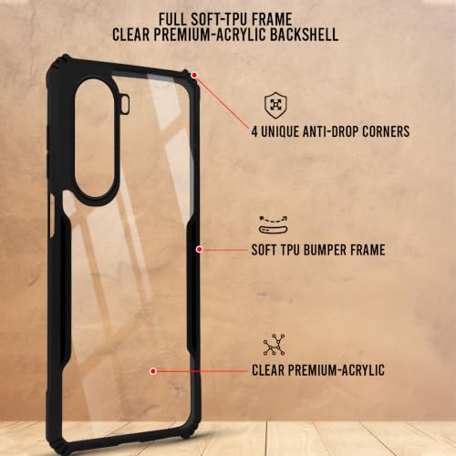 Image of Jkobi Hybrid Back Cover Case for OnePlus Nord CE 6 Lite (Shockproof with Polycarbonate Clear Panel | Professional Black)