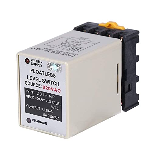 Capteur de Niveau d'Eau, C61F-GP Relais de Contrôle de niveau de liquid, Interrupteur de Niveau sans Flotteur, AC220V 50/60HZ Relais électromécaniques avec Base pour L'industrie Agriculture