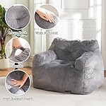 Hobestluk Bean Bag Chair for Adult Small Bean Bag Chairs with Arms Furry Beanbag Chair with Foam Filler Stuffed Bean Bag Sofa for Reading in Bedroom Living Room and Dorms(Grey) - Image 4