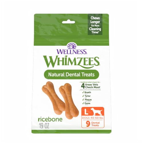 Whimzees Wellness Ricebone Dog Dental Treats, Large Size, (9 Count)