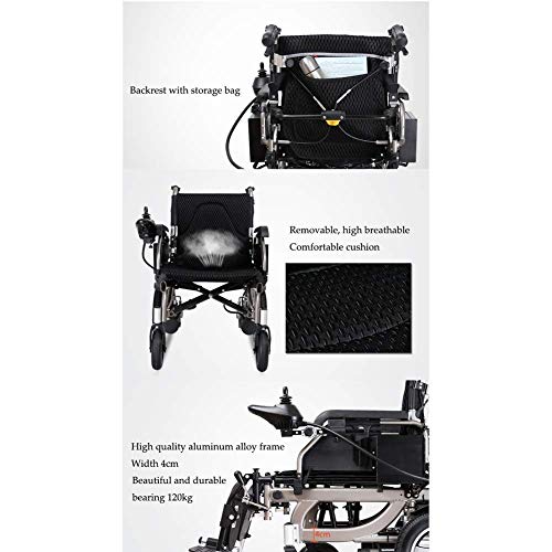Neochy Fashion Portable Wheelchair Electric Powered Wheelchair Folding 38Kg 360° Joystick Weight Capacity 120Kg High Back Fully Reclining With Headrest #TOP6