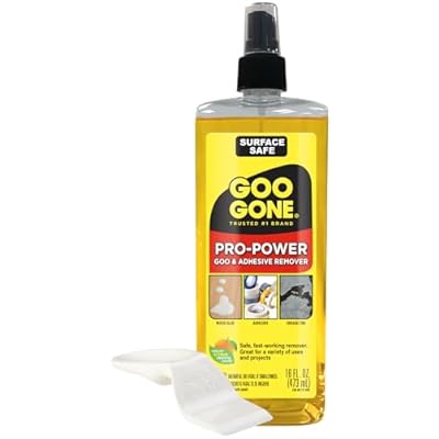 مزيل لاصق Goo Gone Spray Pro-Power مع مكشطة، قوة احترافية، يزيل بسهولة غراء الخشب والشحوم والقطران والملصقات والمواد اللزجة والطلاء الرطب والأوساخ، آمن على السطح، سريع العمل، 16 أونصة