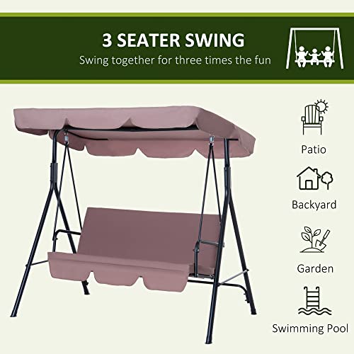 Outsunny 3-Seat Outdoor Patio Swing Chair With Removable Cushion, Steel Frame Stand And Adjustable Tilt Canopy For Patio, Garden, Poolside, Balcony, Backyard, Brown #TOP6