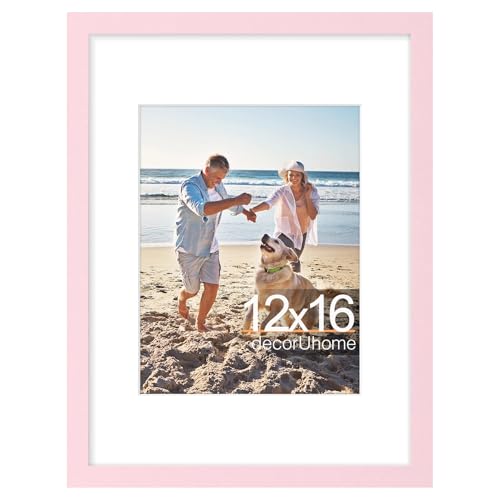decorUhome 12x16 Picture Frame Fits 8.5x11 Certificate with Mat, Pink