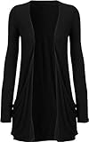 Meaneor Women's Drape Lightweight Boyfriend Pocket Open Cardigan Shrug