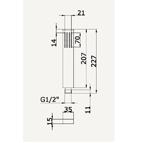 Design Messing verchromte Handbrause Quadratisch Handdusche Brause massiv Antikalk-2