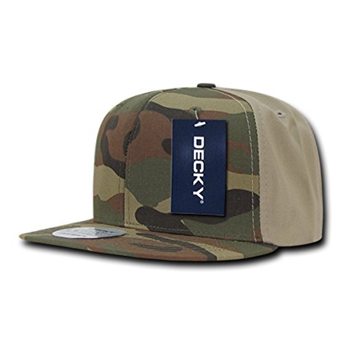 Decky Bawełniana czapka baseballowa z płaskim daszkiem z zatrzaskiem - las/las/khaki