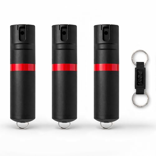 POM Premium Pepper Spray Keychain, Quick Release Access Flip Top