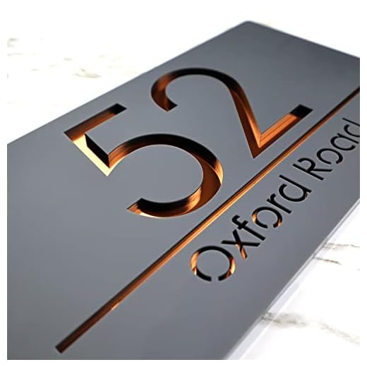 K Smart | Bellisima H3 F31 Number Signs Personalised House Laser Cut 3d Door Street Address Grey Plaque | 300mm x 160mm (Matt Dark Gray & Copper Mirror)