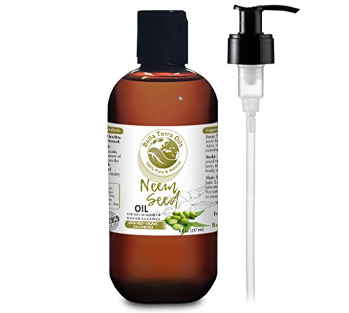Bella Terra Oils Neem Seed Oil. 8Oz. Cold-Pressed. Unrefined. Organic. 100% Pure. Hexane-Free. Natural Moisturizer. For Hair, Skin, Soapmaking #TOP22