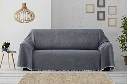 textil-home Throw Blanket Protector sofa DANTE Bed Cover - 130x180 cm - for 1 seater sofa cover, Sofa Cover Protector. Blue - Image 3