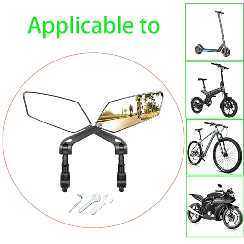 1 Pair Adjustable Handlebar Bike Mirror, Shatterproof HD Glass Lens, Universal Fit Rearview Bicycle Mirrors, 360° Rotatable, Compatible with Mountain Bikes, E-bikes, Road Bikes - Thumbnail 3