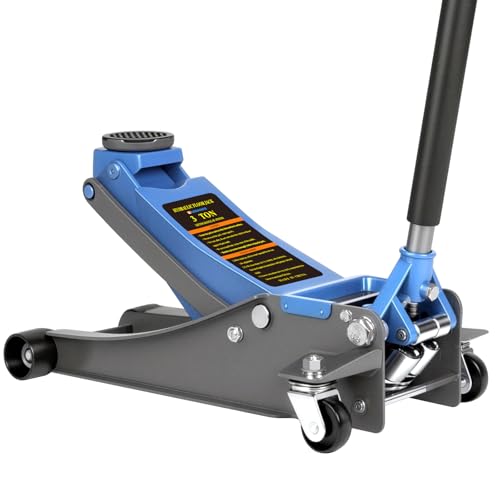 Larbanke 3 Ton Low Profile Heavy Duty Steel Floor Jack with Dual-Piston Rapid Lift Pump, Lifting Range 3.34