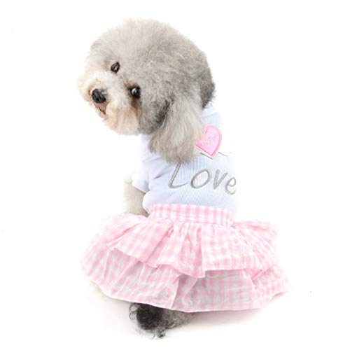 Selmai Sweet Heart Shirt Princess Plaid Tiered Dress For Small Dog Cat Puppy Summer Outfits Wedding Birthday Party Costume Yorkie Chihuahua Shih Tzu Clothes Pink Xs #TOP18