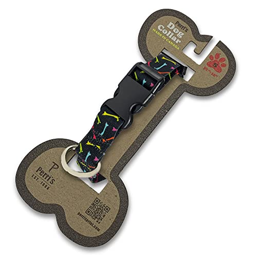 Perri’s Print - Colorful Bones On Black, Buckle Collar For Pets, Polyester Pet Collars, Adjustable Dog Collars For Medium Dogs, Puppies And Canines, 3/4 X 13.5-22 Inches, Medium #TOP6