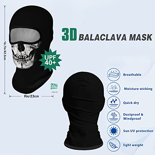 Eikuni Balaclava Face Mask for Men Women Lightweight for Ski Motorbike Motorcycle Halloween Cycling Riding Hunting Fishing (Skull White Face Black Nose) - Image 2