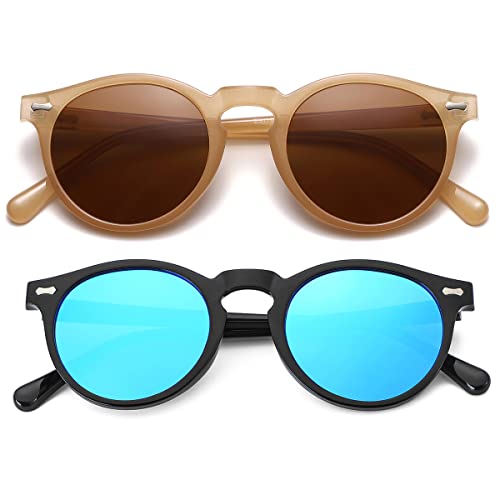 Image of Vintage Polarized Sunglasses for Men Women Round Retro Classic Fashion Eyewear UV400 Protection Sun Glasses