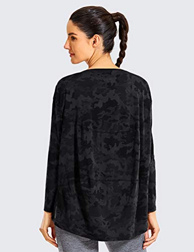 CRZ YOGA Camisas de treino de manga comprida para mulheres soltas Fit-Pima Camisas de ioga de algodã