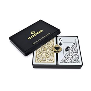 Copag 1546 Design 100% Plastic Playing Cards, Bridge Size Black/Gold (Jumbo Index, 1 Set)