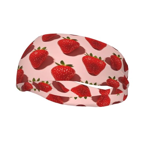 Boys Girls Cute Pink Strawberry Art Sports Sweatband Multi Style Beauty Skinny Hair Band Headdress for Yoga Travel Spa
