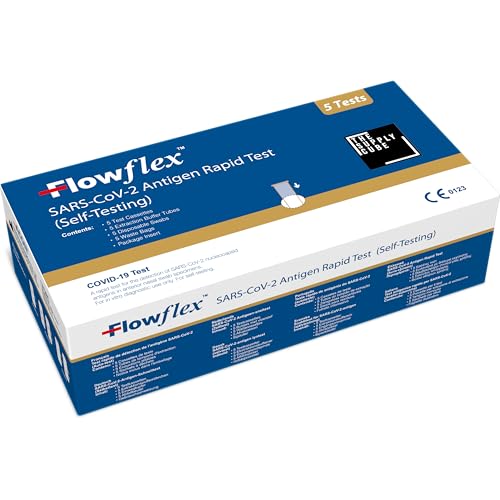 Flowflex COVID-19 Rapid Test Kit - Easy to Use Self Testing Antigen Covid Test Kit - One Step Test for Sars-CoV-2 - Quick Covid Test at Home - Covid Lateral Flow Test Kit (Not for Travel) - 5 Pack