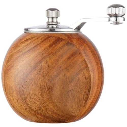 Glixoft Salt and Pepper Mill Hand Crank Wood Pepper Grinder Ball Style Mill Adjustable Ceramic Core Grinder Grinders for Kitchen Use